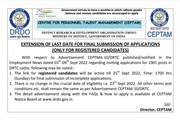 DRDO CEPTAM 10 Recruitment Apply online form