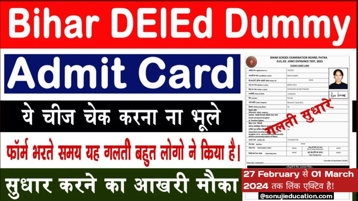 Bihar DElEd Dummy Admit Card 2024 Download