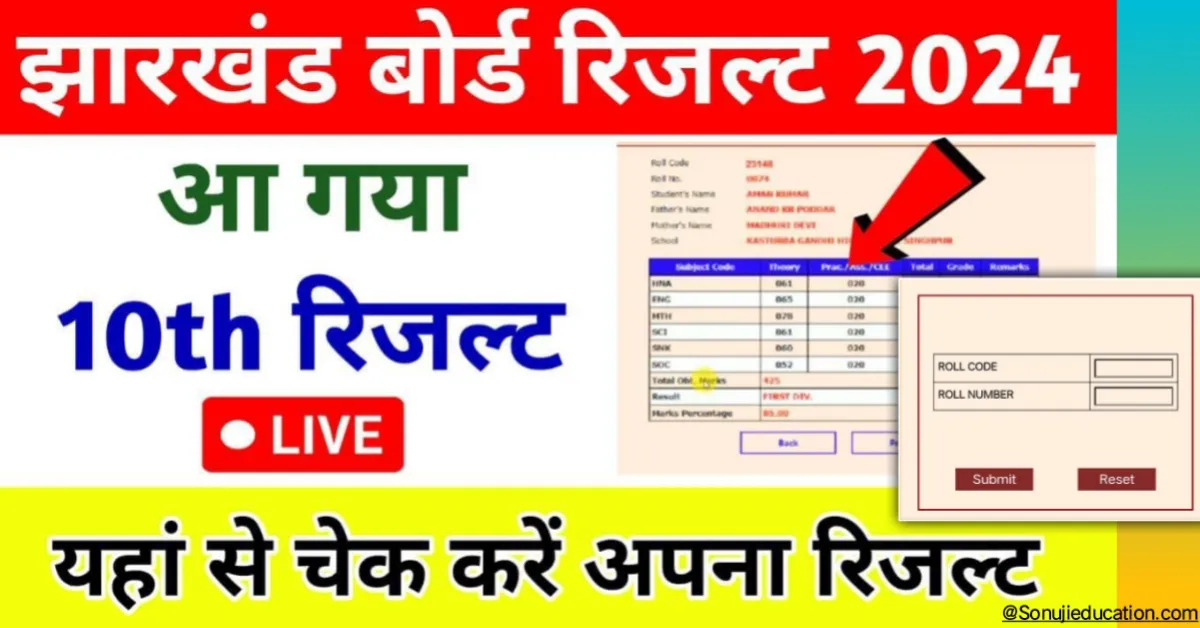 JAC Jharkhand Board Class 10th Result 2024