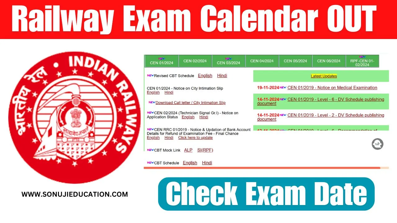 RRB Railway Exam Calendar 2024