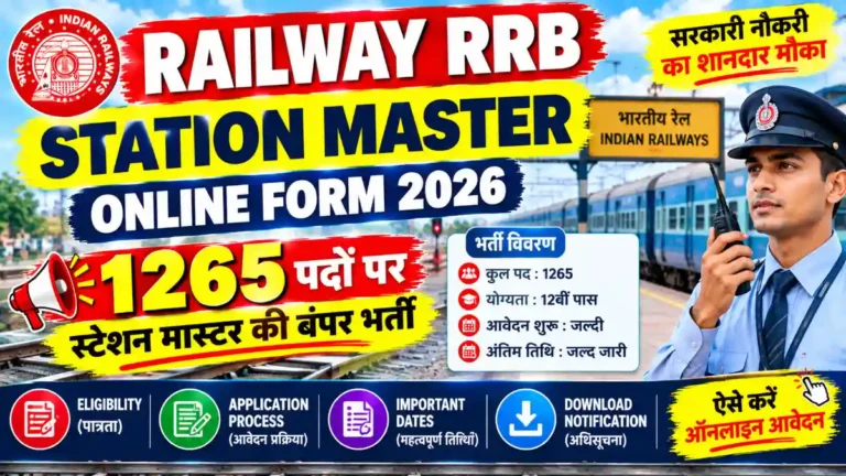 Railway RRB Station Master Online Form 2026: 1265 पदों पर स्टेशन मास्टर की बंपर भर्ती, ऐसे करें ऑनलाइन आवेदन