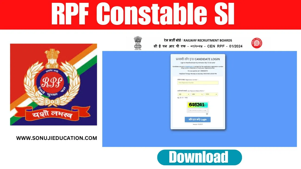 RPF Constable SI Recruitment 2024 Admit Card
