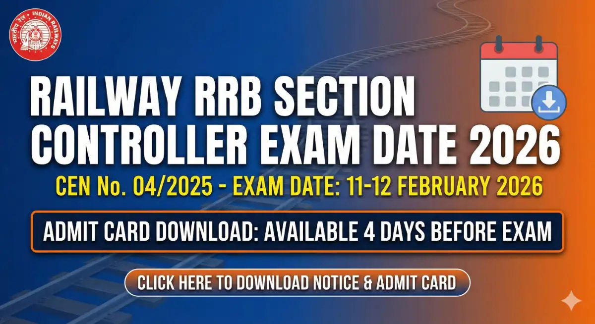Railway RRB Section Controller Exam Date 2026
