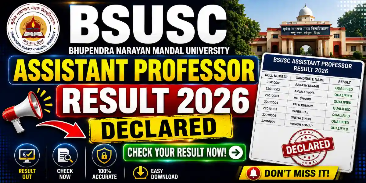 BSUSC Assistant Professor Result 2026