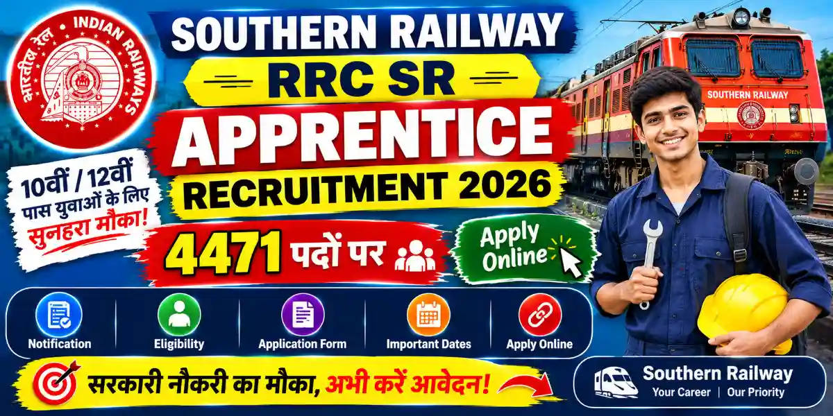 Railway Southern Railway RRC SR Apprentice Recruitment 2026